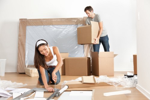 Bow Removals team sorting recyclable moving materials in East London