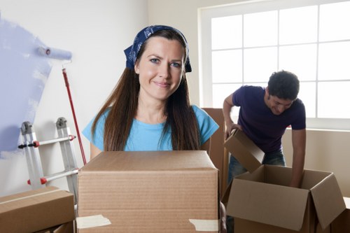 Removal workers protecting property while moving items safely