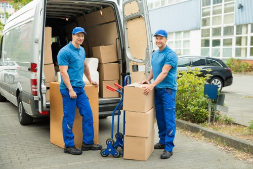 Moving van supporting a flat relocation near Bow